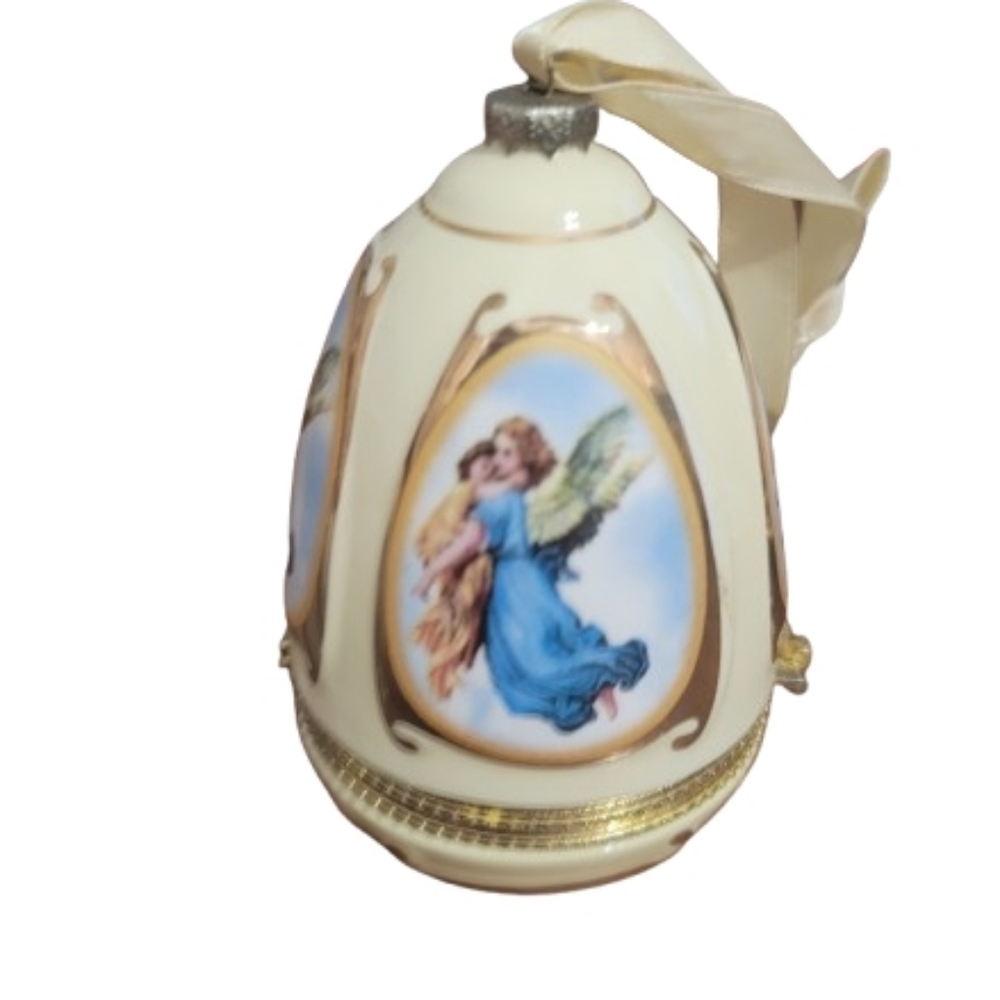 Vintage Mr. Christmas Hinged Angels Trinket Box Egg Ornament 4.5" Holiday